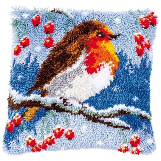 Rouge-Gorge en Hiver - Kit Coussin point noué - Vervaco