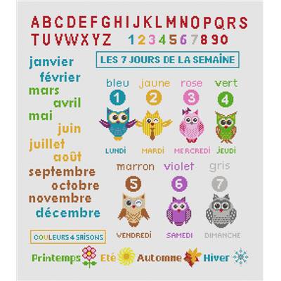 Apprendre les jours - Kit point de croix - Princesse