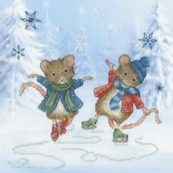 Souris Patineuses de Noël - Kit Point de Croix Hiver - Bothy Threads