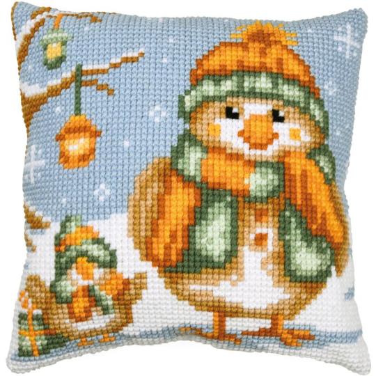 Une amitié glaciale - Kit Coussin Point de Croix Hiver - Vervaco