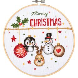 Joie de Noël - Kit Point Compté avec Cercle à Broder Noël - Vervaco