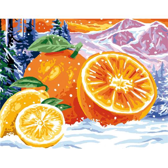 Agrumes sous la neige - Canevas Pénélope - Luc Créations