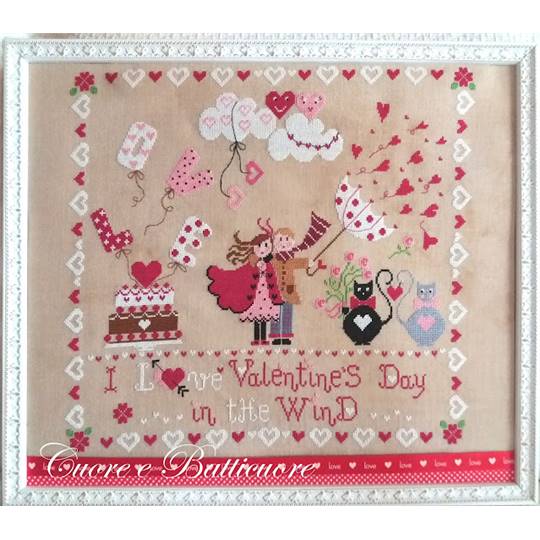 Saint-Valentin dans le vent - fiche point de croix - Cuore E Batticuore