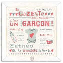C'est un Gar�on ! Fiche point de croix Naissance - Lilipoints