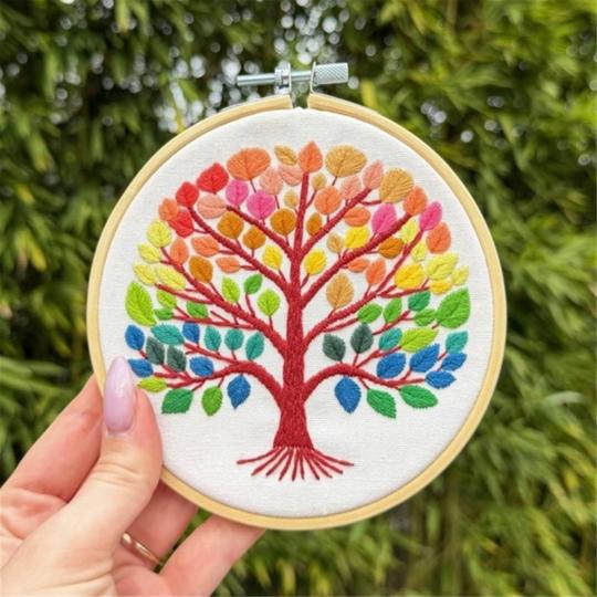 Quatre Saisons – kit broderie traditionnelle avec Cercle 15 cm