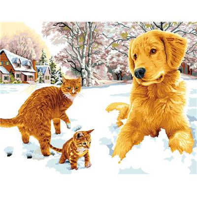Chien et Chats - canevas pénélope - Luc créations