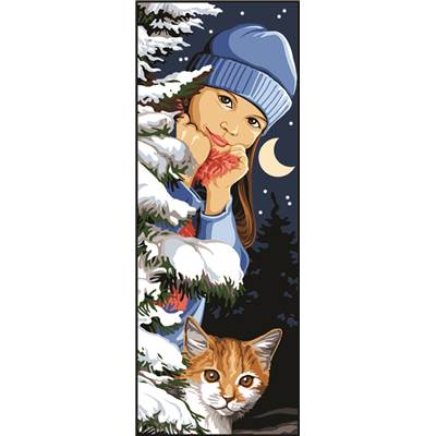 Cache-cache d'hiver - Canevas Chat et Personnage - Margot de Paris