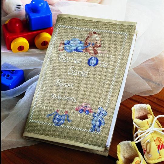 Protège carnet de santé à broder Oursons - Princesse