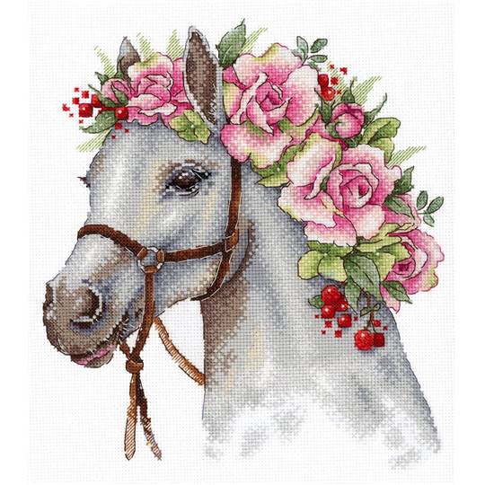 Cheval Fleuri - Kit point de croix - MP Studia