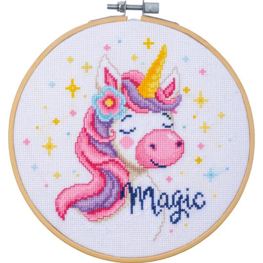 Licorne- Kit point de croix avec Cercle  - Vervaco