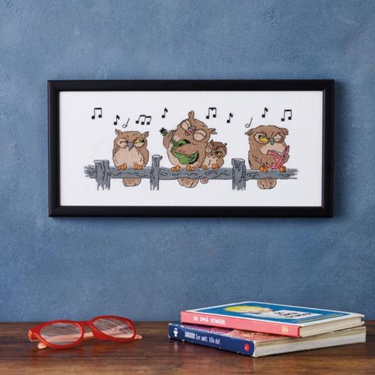 Owl Serenade – Kit point de croix Permin of Copenhagen