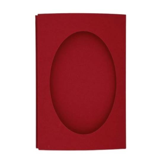 5 Cartes à broder Ovales Rouges avec Enveloppes