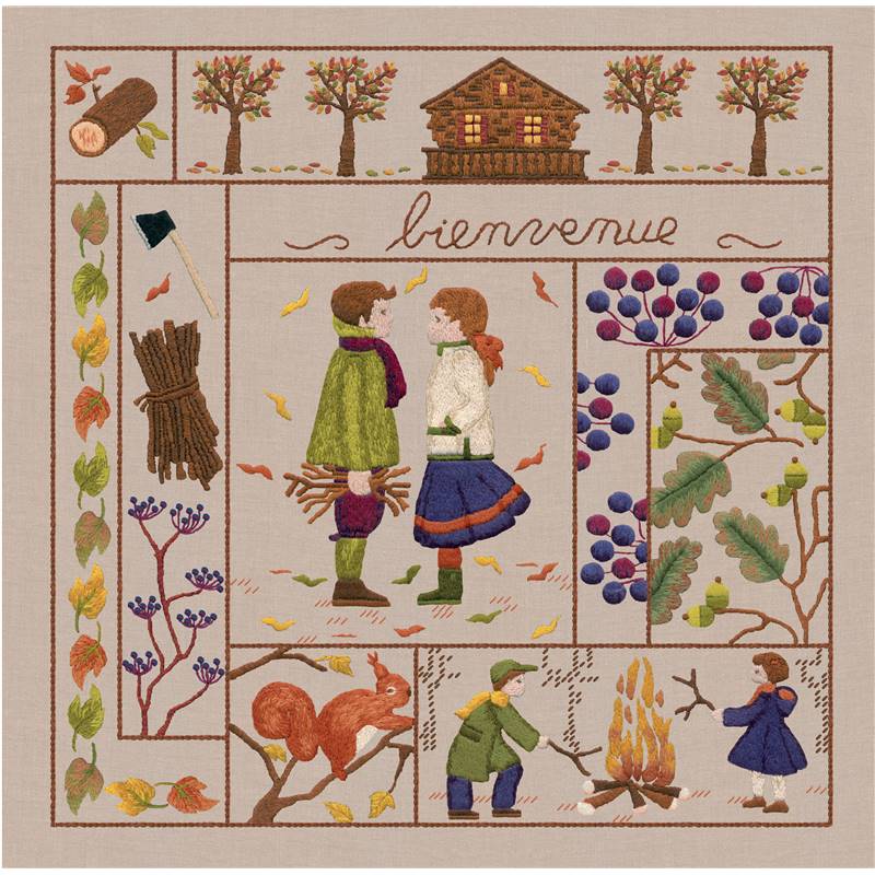 Kit Point De Croix Le Bonheur Des Dames "Novembre" - 18x28cm - Tissu Evenweave 30ct