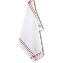 Torchon à broder Isa - Blanc Liseré Rouge 8pts - Graziano