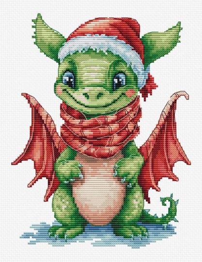 Dragon Joyeux Noël - Kit point de croix - Luca-S