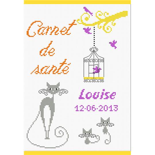 Protège carnet de santé à broder les chats - Princesse