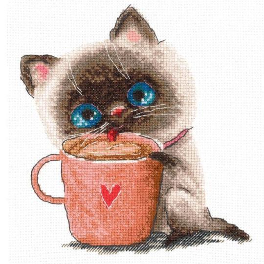 Café Lovers - Chat - Kit point de croix - Andriana