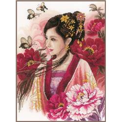 Dame Asiatique en Rose - Kit point de croix - Lanarte