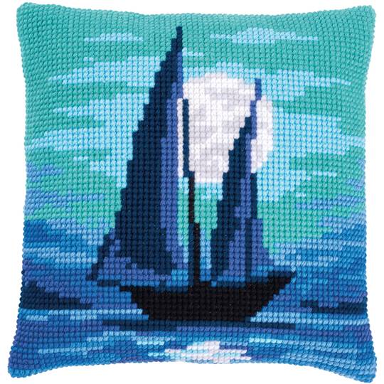 Voilier et Lune - kit Coussin gros trous - Vervaco