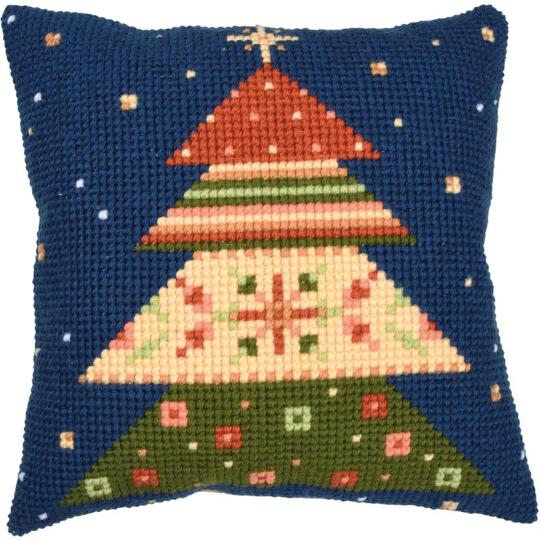 Sapin de Noël scandinave - Kit Coussin Point de Croix Noël - Vervaco