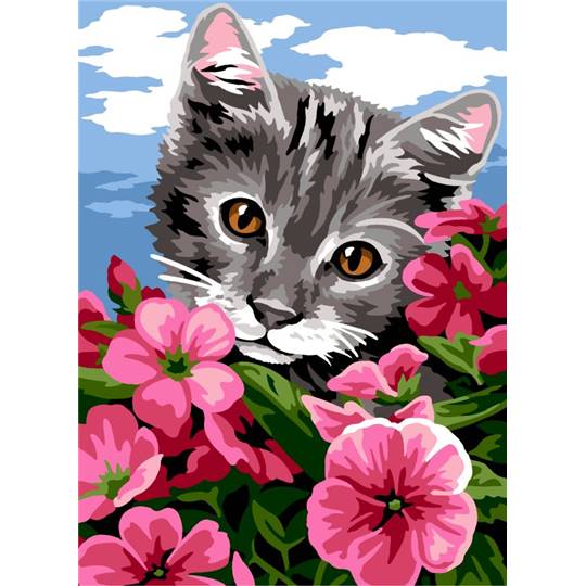 Canevas pénélope Chat Dans Les Fleurs - Margot de Paris