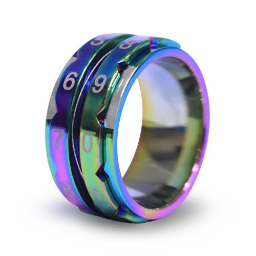 Bague compte-rangs en acier inoxydable arc en ciel - Taille 8 /18.2 mm
