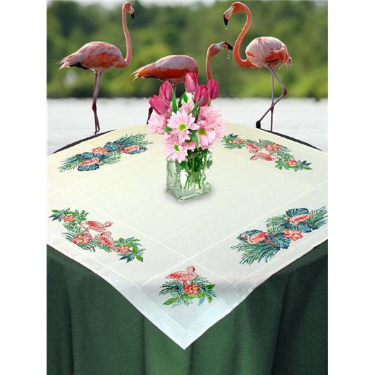 Flamants Roses - Nappe à broder - Luc Créations