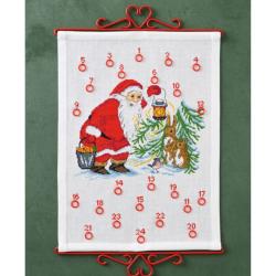 Père Noël et Lièvres– Kit point de croix - Permin of Copenhagen