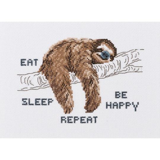 Eat, sleep, be happy - Repeat – Kit point de croix Permin of Copenhagen