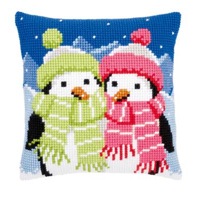 Pingouin avec écharpe - Kit Coussin Gros trous - Vervaco