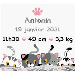 Petits Chats - Kit point de croix Naissance - Princesse