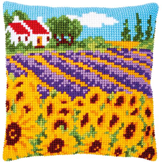 Champ de Tournesol - Kit Coussin Gros trous - Vervaco