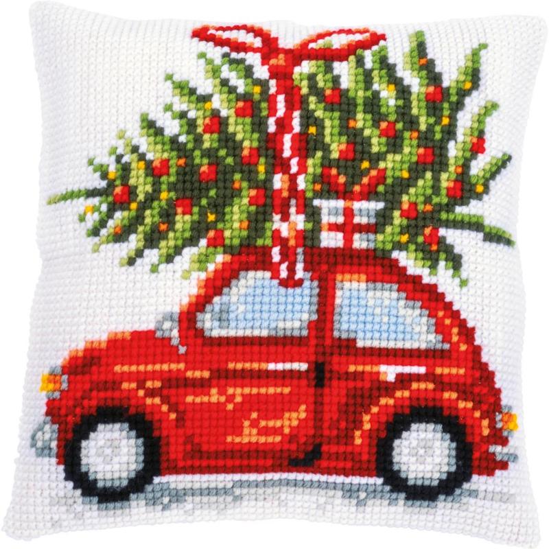 Kit Broderie Housse De Coussin - Motif Floral, Cerceau 20,3 Cm Inclus - Tissu Toile, Fils Et Aiguilles - Idéal Débutants