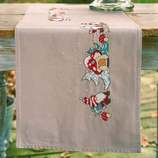 Kit Broderie Point De Croix Field Flowers - Nappe 81,3 X 81,3 Cm, Toile Imprimée, Fils Inclus