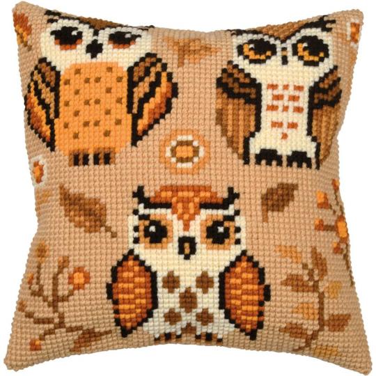 Kit coussin point de croix Hiboux sur canevas – Vervaco