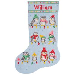 Des amis à plumes festifs - Kit chaussette de Noël à broder - Vervaco