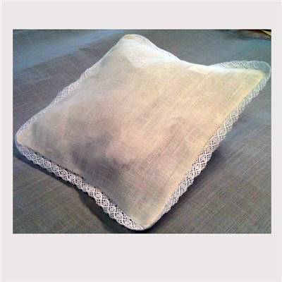 Housse de coussin de mariage lin blanc avec dentelles