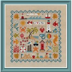 Patchwork de la Plage - Fiche point de croix - Jardin Privé