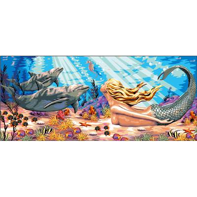 Sirène et Dauphins - Canevas Pénélope - Luc Créations