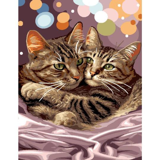 Canevas pénélope Câlin de Chats  - Luc Créations