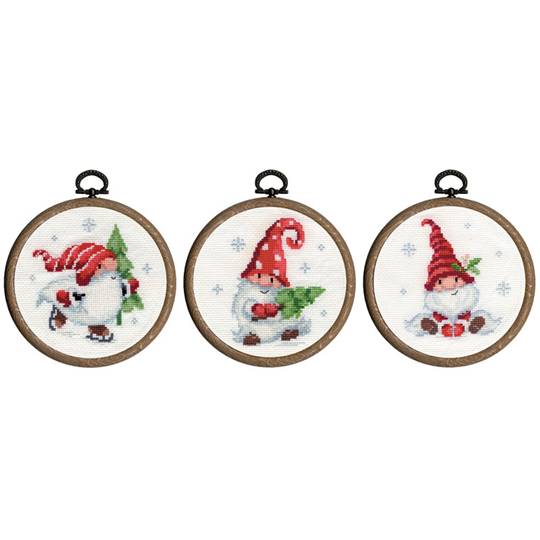 Miniatures Gnomes de Noël lot de 3 - Kits point de croix  - Vervaco