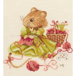 Vera knitting away • Kit point de croix - Lanarte