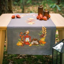 Kit chemin de table à broder Hérisson et rouge-gorge – Vervaco