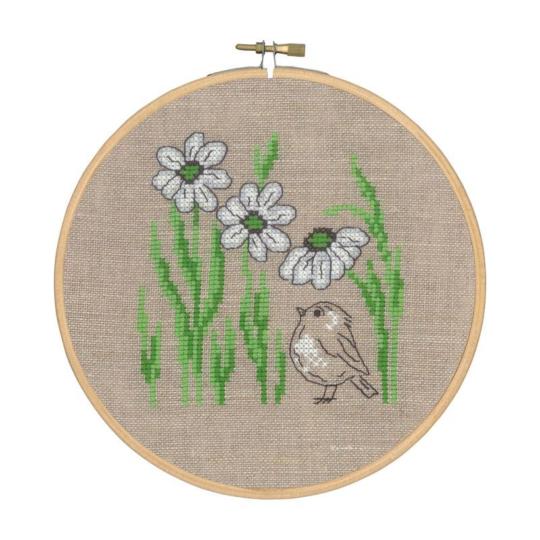 Bird by Flower – Kit point de croix Permin of Copenhagen