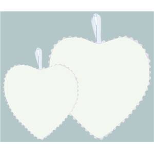 Cœur à broder en étamine de lin blanc bord blanc - Le Bonheur des Dames