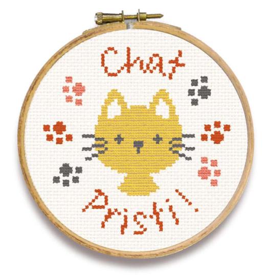 Chat - Mini-Kit broderie débutant - Lilipoints