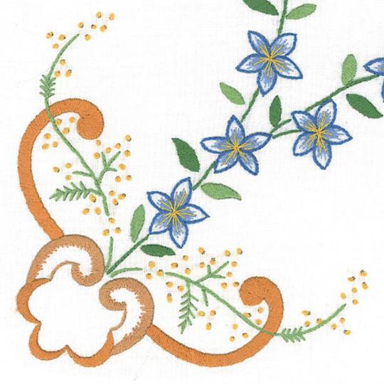 Napperon à broder Guirlandes de Fleurs Bleues 5 formats - Luc Créations