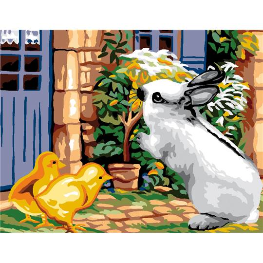 Buggy et les Poussins - Canevas Pénélope - Luc Créations