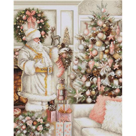 Père Noël Blanc - Kit point de croix - Luca-S