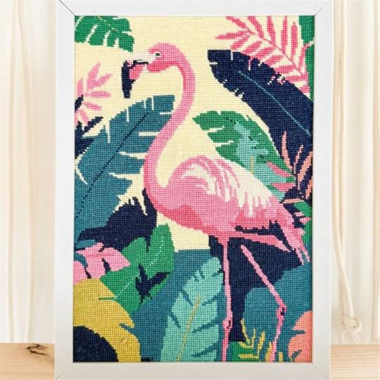 Flamand Tropical – Kit canevas complet 30 × 40 cm – Milpoint